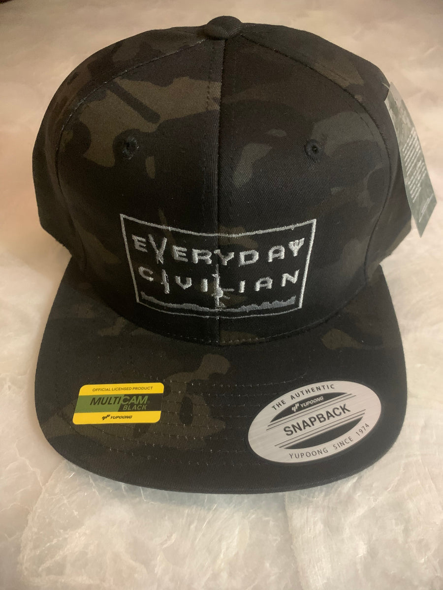 Snapback flat bill Logo hat grey with Black EveryDayCivilian Multicam