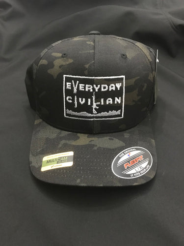 Multicam Black FlexFit L/XL hat with grey EveryDayCivilian Logo