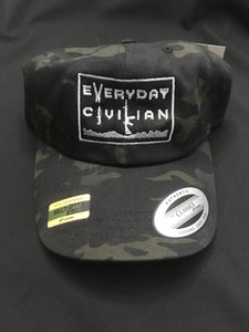 Multicam Black, adjustable, non-structured hat with grey EveryDayCivilian Logo